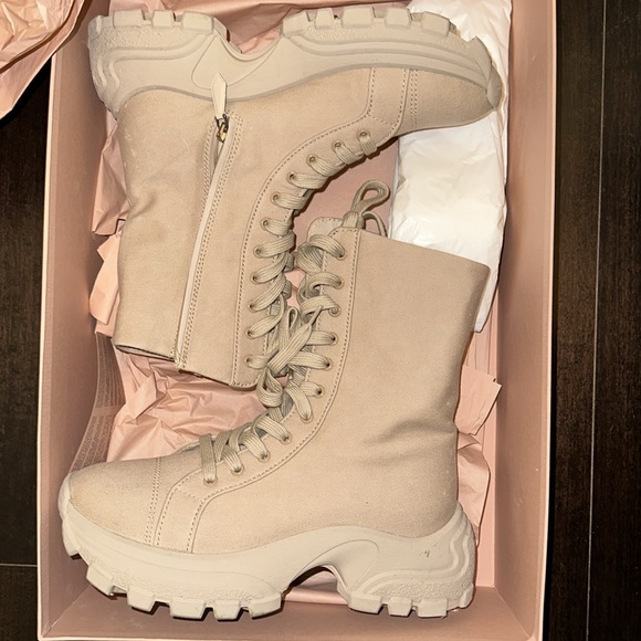 Denim washed combat boots - Picture 3 of 5